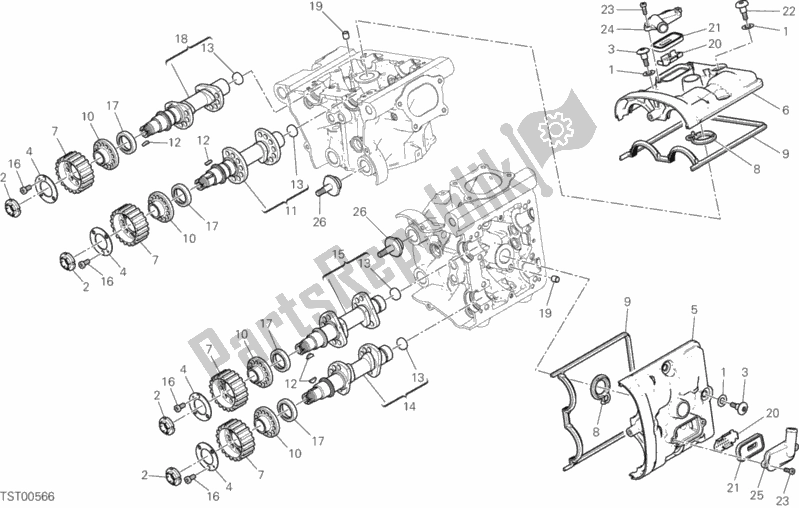 All parts for the Cylinder Head : Timing System of the Ducati Monster 1200 USA 2017